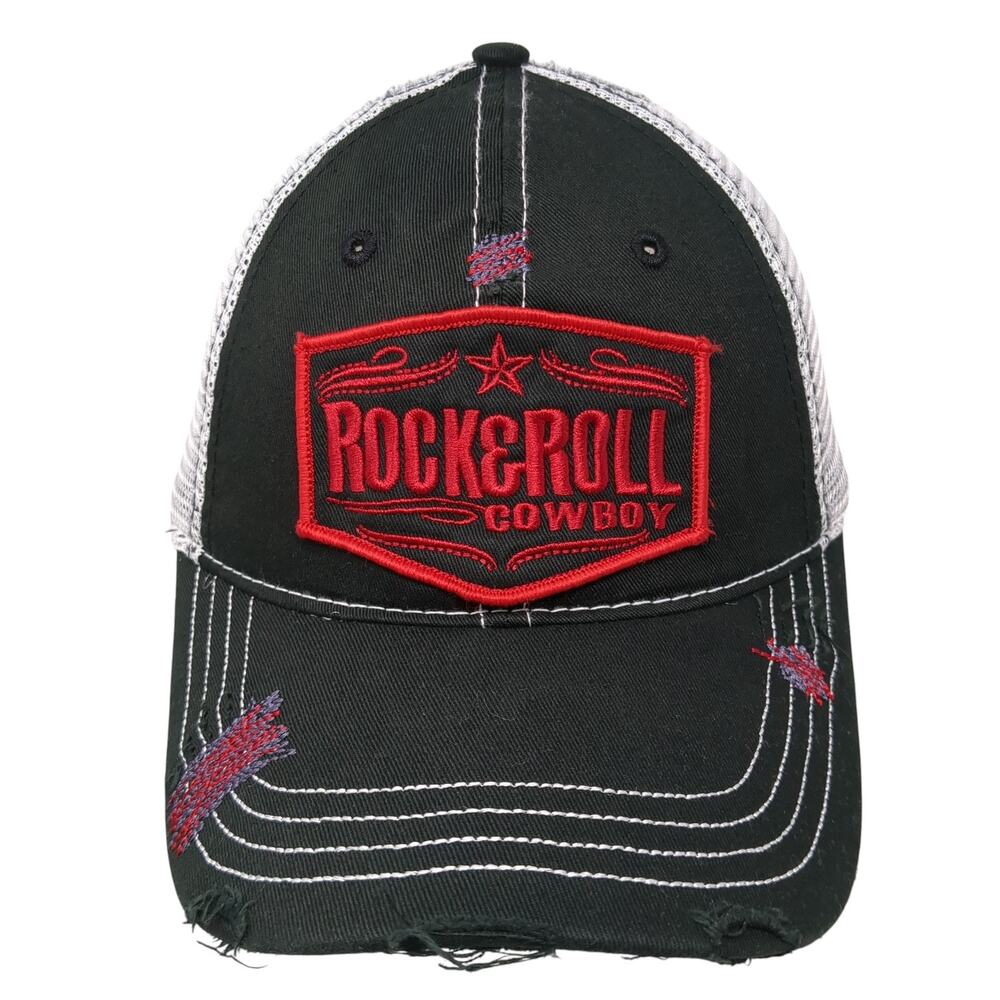 Rock & Roll Cowboy Snapback Mesh Back Trucker Hat Black One Size Outdoor